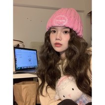 러블리 컬러 자수 니트 비니 - 남녀공용 아웃도어 골지 미니 비니 - 4 color