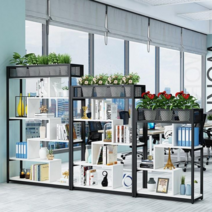 철제 원목 책장 파티션 분리대 칸막이 화분 선반 사무실 오피스 공간분리 가벽, 3단 가로 120 세로 29 높이 110