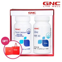 GNC 건강식품 비타민 비타민C [GNC] 아연 30 (100정)+코랄칼슘 마그네슘 & 비타민 D (60캡슐) 선물세트, 상세 설명 참조, 단일옵션