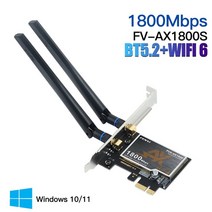 와이파이 6 PCI 익스프레스 무선 어댑터 블루투스 5.2 듀얼 밴드 802.11AX/AC MT7921 PCIe 와이파이 네트, 02 FV-AX1800S