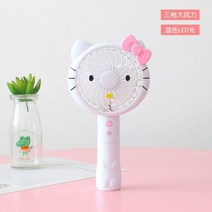 산리오 선풍기 핑크 헬로 키티 도라에몽 귀여운 휴대용 무소음 미니 학생 기숙사 USB 충전 팬 집들이 파티 생일 선물, 25x13cm, kitty-1