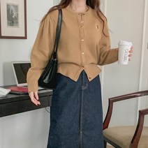 테크노 헤이링 울 자수 라운드 가디건