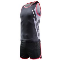 마라톤 복 옷 복장 러닝 팬츠 스포츠 스프린트 조끼 및 반바지 빠른 건조 인쇄 야외, 검은색, l