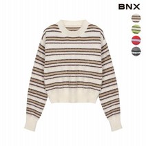 BNX 여성 스트라이프 배색 보카시 니트