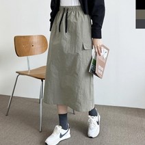 브이와이 VY 여자 에이라인 백슬릿 민무늬 롱스커트