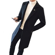 남자 남성 코트 트렌치 울 블렌드 오버 비즈니스 캐주얼 트렌치 롱 핏