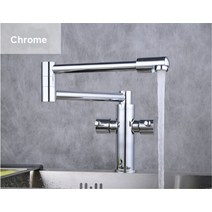 황동 크롬 블랙 앤티크 듀얼 핸들 냉온수 싱크 탭 360 회전 주방 수도꼭지, [01] Chrome