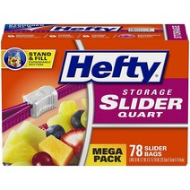 Hefty 슬라이더 스토리지 백 쿼트 사이즈 78개, Quart - 180 Count