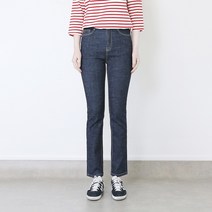  여자 스판 생지 데님 슬림일자핏 셀비지 청바지 (흑청/중청) ﻿