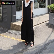 퀸앤조이 멜빵 통바지 블랙 점프수트***판매자 퀸앤조이***