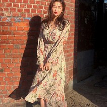 드레스허그 말리스 플라워 브이넥 쉬폰 원피스