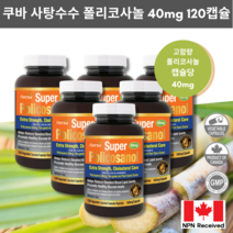 폴리코사놀 40mg 120식물성캡슐 고함량 슈퍼 Policosanol 허바 캐나다, 120정, 6병