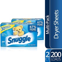 Snuggle 스너글 블루스파클 고농축 200장 2개 건조기 드라이시트, 200매