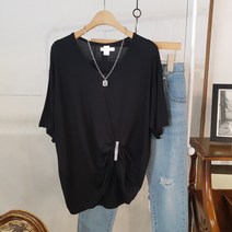 상상그이상 여성용 찰랑 레이온 무지 유넥 반팔 티셔츠