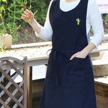 강남콩 투톤 앞뒤 앞치마 예쁜 원피스 귀여운 유치원 카페 공방 심플 모던 크로스 조끼 선인장와펜