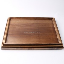 애쉬목 고급 엔틱 직사각 나무 쟁반 3size, 대