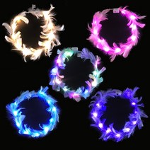 LED 깃털 화관 촬영소품 헤어밴드 파티용 불빛머리띠