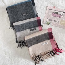 [미스블혹] 남녀공용 울 100 고급스러운 체크 머플러