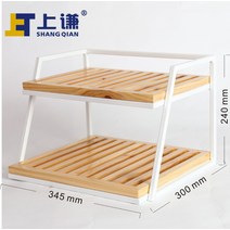 베이커리 빵 쿠키 2단 진열대과자 팬트리 식료품 케이스 진열장 나무 우드 선반 트레이 철제, L개, 1개