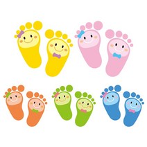 (가꿈)4500 축광 발바닥 스티커 5매입X1팩 질서 안전 지킴이, 주황