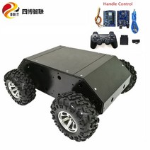 SZDOIT 제어 키트 포함 큰 하중 금속 4WD 스마트 자동차 섀시 드라이브 로봇 플랫폼 130mm 고무 휠 DIY 조, 06 Blue PS2