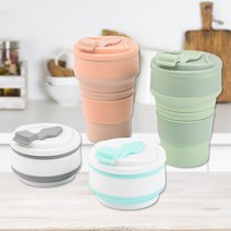 접이식 실리콘 텀블러 500ml 운동 캠핑용 포켓 개인컵 주방용품 사무실 커피 보틀, 핑크