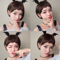 여자가발 여성가발 컷트가발 숏헤어 귀여운가발, 세이렌-블랙_망X, 1개