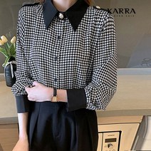 카라 KARRA 88까지 체크실크터치블라우스 KB2FBL053C