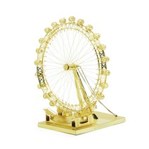 1+1 3D메탈퍼즐 미니어쳐 diy 조립공구선택, 관람차골드 증정품배송메시지입력, MT-12000