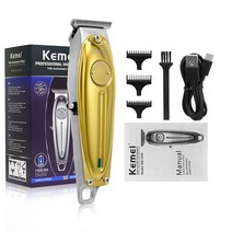 드릴비트 콘크리트 스텝 드라이버 Kemei-풀 메탈 남성용 전문 헤어 트리머 리튬 수염 이발기 클리퍼 커팅, [02] Gold With Box
