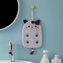 [마치]애니 극세사 핸드타월 펭귄 고양이, 고양이그레이