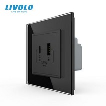 Livolo 36W USB 유형 C 충전 벽면 콘센트, 검은색, 중국