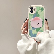 거치대 스마일 이지그립 스마트폰 캐릭터 그립팝 에폭시 아크릴그립톡 악세사리 스마트톡 톡홀더 3M, 밀크
