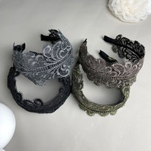 다해 고 퀄리티 레이스 데일리용 넓은 머리띠 앞머리숯 커버 일자 헤어밴드