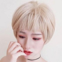 BK여자 패션 숏컷스타일 짧은머리 귀여운스타일(망포함), 빌리프 통 가발-자연블랙(망 있음)