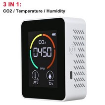 라돈측정기 6in 1 CO2 미터 대기 오염 감지기 이산화탄소 PM2.5 검출기 센서 TVOC HCHO 값 온도 습도 co2, 02 3 in 1 White