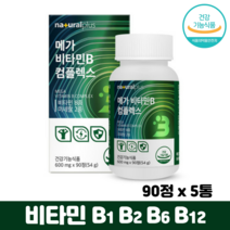 비타민B 복합 영양제 미네랄 항산화 정상적인 면역기능 식약청인정 비타민미네랄, 5통, 90정