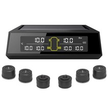 자동차 태양열 무선 타이어 압력 모니터링 시스템 TPMS 6 외부 센서 교체형 배터리 LCD 디스플레이 륜 트럭 버스