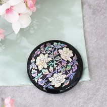 고급 전통 나전칠기 손거울 모란장식 손거울선물 기업선물 단체선물 전통선물 예단용품 어머니선물, 모란꽃, 한지포장