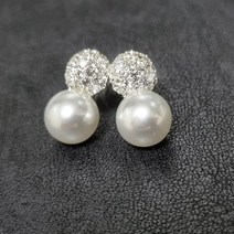 큐빅 실버 925 은침 혼주 한복 럭셔리 진주 귀걸이