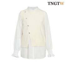 TNGTW 셔츠 사선 단추 베스트세트 아이보리 THA0DBS17 HIV