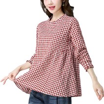 MOSAIRATION 여성 3컬러 체크 셔츠 긴팔 블라우스 뱃살커버 춘추용 SFW0710016