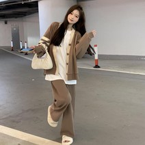 네이워에스엔 여성 빅사이즈 면혼방 가디건 상하의세트