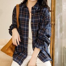 휴드 파이지 체크 코튼 셔링 셔츠