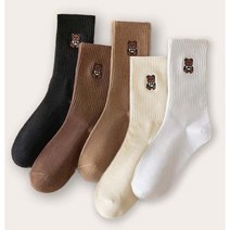 베릿 부드럽고 발목 조임없는 귀여운 곰돌이 무압박 사계절 양말 5종 세트