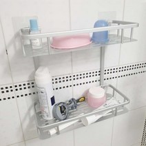 강력부착 녹슬지않는 알루미늄 2단 욕실선반 목욕탕 정리대, 2p세트