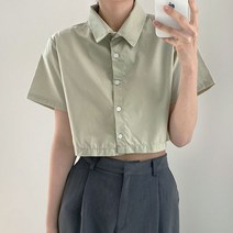 [파스텔톤/5color] 셔츠의 정석 썸머 데일리 카라 크롭 반팔 셔츠]베베크롭남방