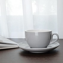 킴스아트 그레이 카푸치노잔 250ml 잔받침세트 카페 커피잔 도자기 라떼잔, 1개