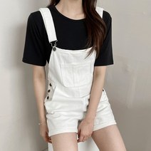 여성용 뮤즈 데님 멜빵 반바지