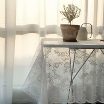 캐프마켓 플라워 레이스 테이블보 원형 사각 식탁보 2개 세트, 플라워 레이스 테이블보 100*145cm 2개 세트